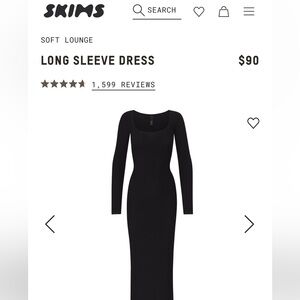 Skims Soft Lounge Long Sleeve Dress NWT Size S
